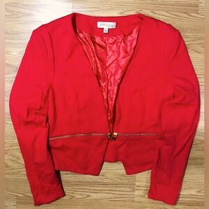 Philosophy Vibrant Red w Gold Zip Accent Blazer / Shrug Size 8 NWOT